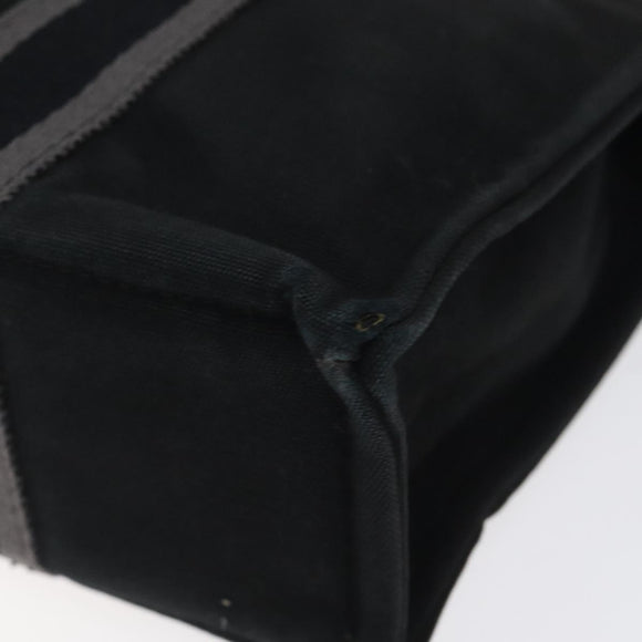 HERMES Fourre Tout PM Hand Bag Canvas Black Silver Auth bs24474