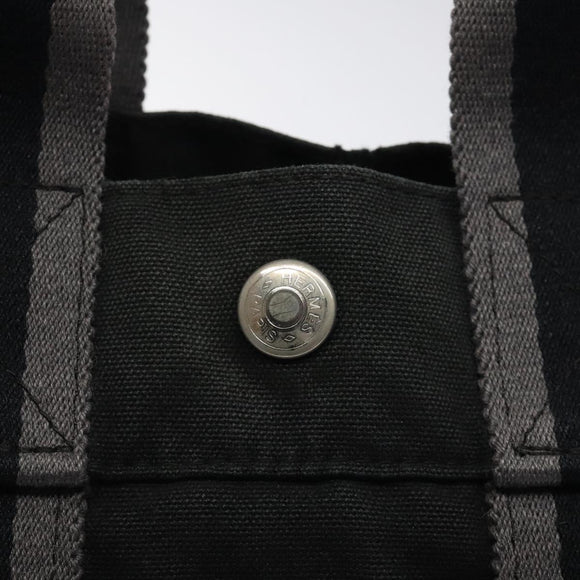 HERMES Fourre Tout PM Hand Bag Canvas Black Silver Auth bs24474