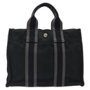 HERMES Fourre Tout PM Hand Bag Canvas Black Silver Auth bs24474-13