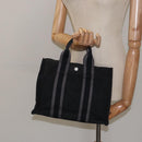 HERMES Fourre Tout PM Hand Bag Canvas Black Silver Auth bs24474-20