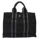 HERMES Fourre Tout PM Hand Bag Canvas Black Silver Auth bs24474-2