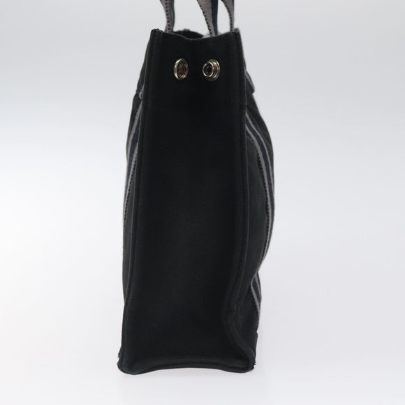 HERMES Fourre Tout PM Hand Bag Canvas Black Silver Auth bs24474