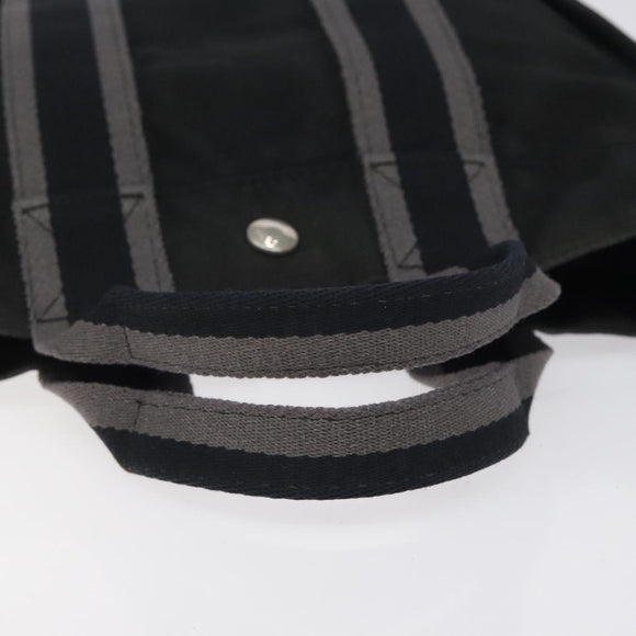 HERMES Fourre Tout PM Hand Bag Canvas Black Silver Auth bs24474