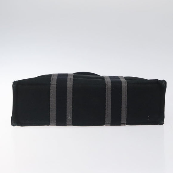 HERMES Fourre Tout PM Hand Bag Canvas Black Silver Auth bs24474