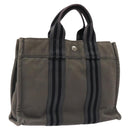 HERMES Fourre Tout PM Hand Bag Canvas Black Gray Silver Auth bs24475-1