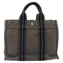HERMES Fourre Tout PM Hand Bag Canvas Black Gray Silver Auth bs24475-13