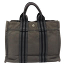 HERMES Fourre Tout PM Hand Bag Canvas Black Gray Silver Auth bs24475-2