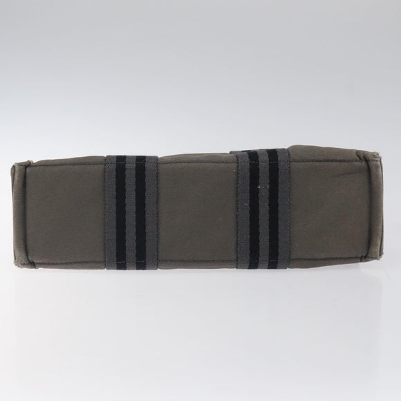 HERMES Fourre Tout PM Hand Bag Canvas Black Gray Silver Auth bs24475