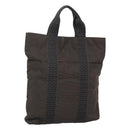 HERMES Her Line Kabas Tote Bag Canvas Gray Silver Auth bs24476-1