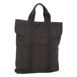 HERMES Her Line Kabas Tote Bag Canvas Gray Silver Auth bs24476