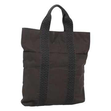 HERMES Her Line Kabas Tote Bag Canvas Gray Silver Auth bs24476
