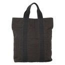 HERMES Her Line Kabas Tote Bag Canvas Gray Silver Auth bs24476-3