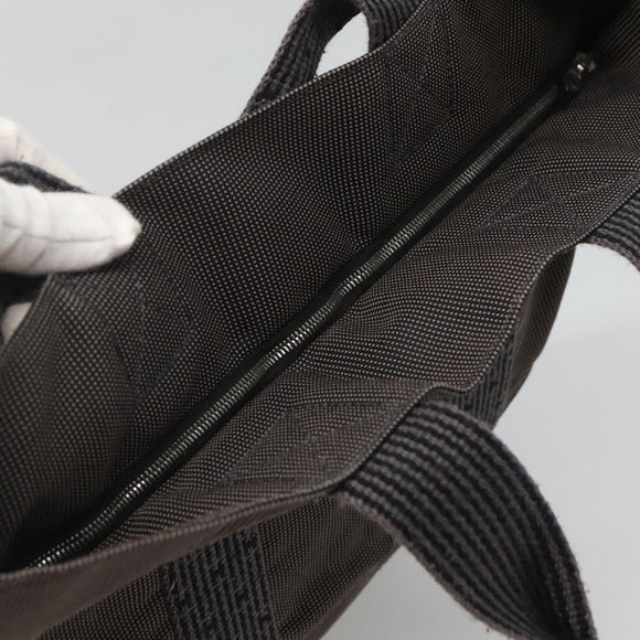 HERMES Her Line Kabas Tote Bag Canvas Gray Silver Auth bs24476