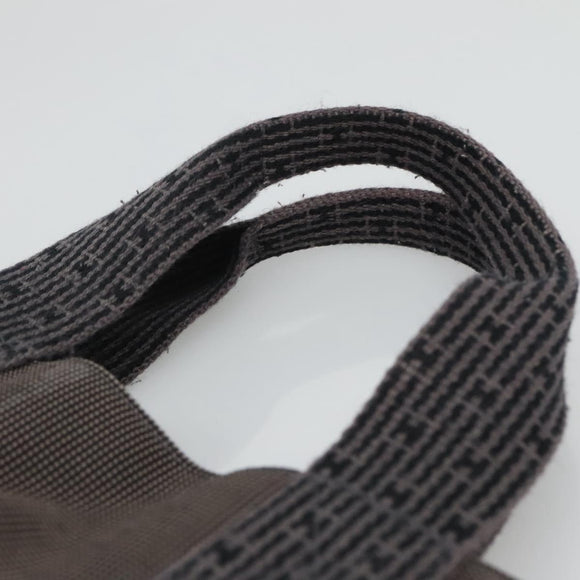 HERMES Her Line Kabas Tote Bag Canvas Gray Silver Auth bs24476