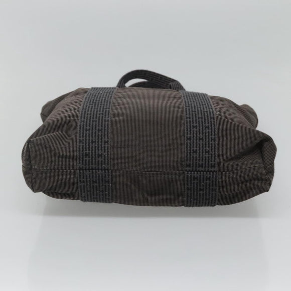 HERMES Her Line Kabas Tote Bag Canvas Gray Silver Auth bs24476