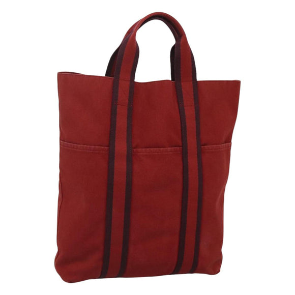 HERMES Fourre Tout cabas Tote Bag Canvas Red Navy Auth bs24477