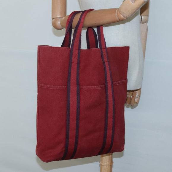 HERMES Fourre Tout cabas Tote Bag Canvas Red Navy Auth bs24477