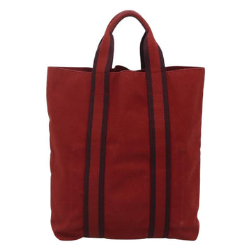 HERMES Fourre Tout cabas Tote Bag Canvas Red Navy Auth bs24477 - 0