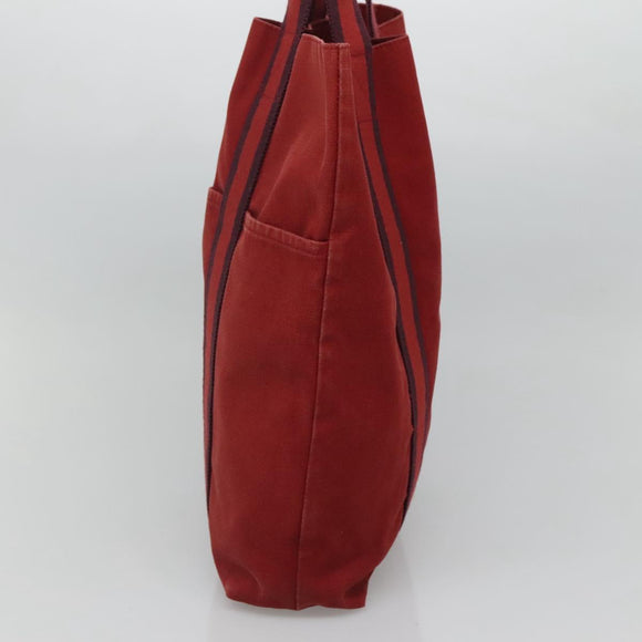 HERMES Fourre Tout cabas Tote Bag Canvas Red Navy Auth bs24477