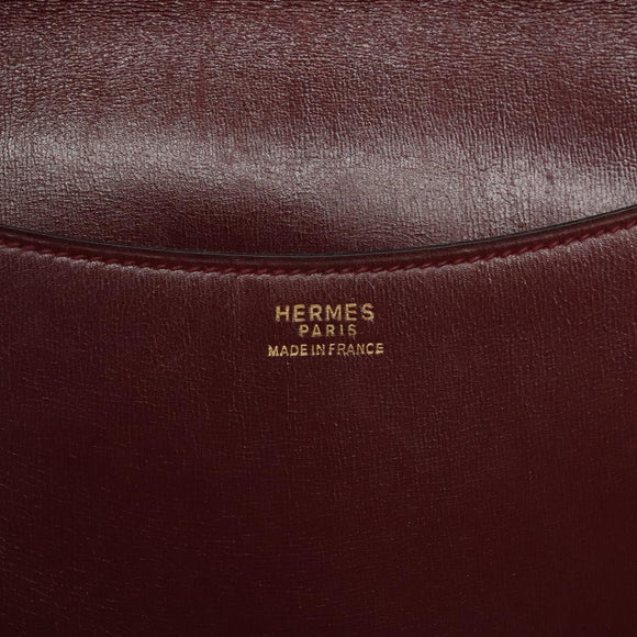 HERMES Shoulder Bag Leather Red Auth bs24478