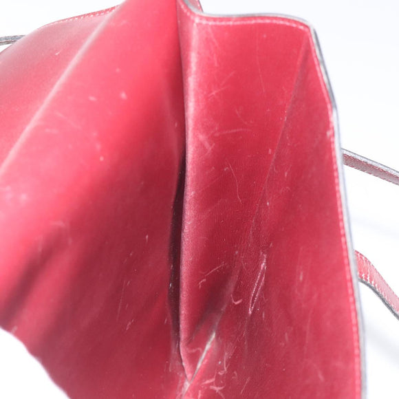 HERMES Shoulder Bag Leather Red Auth bs24478