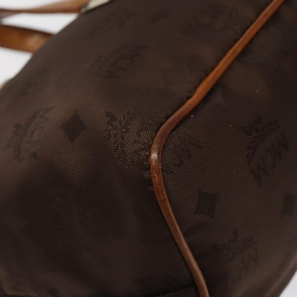MCM Logogram Vicetos Hand Bag Nylon Brown Gold Auth bs24481