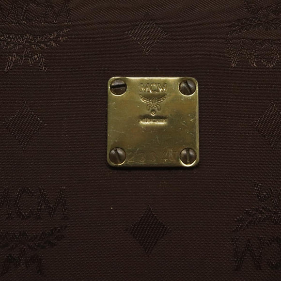 MCM Logogram Vicetos Hand Bag Nylon Brown Gold Auth bs24481