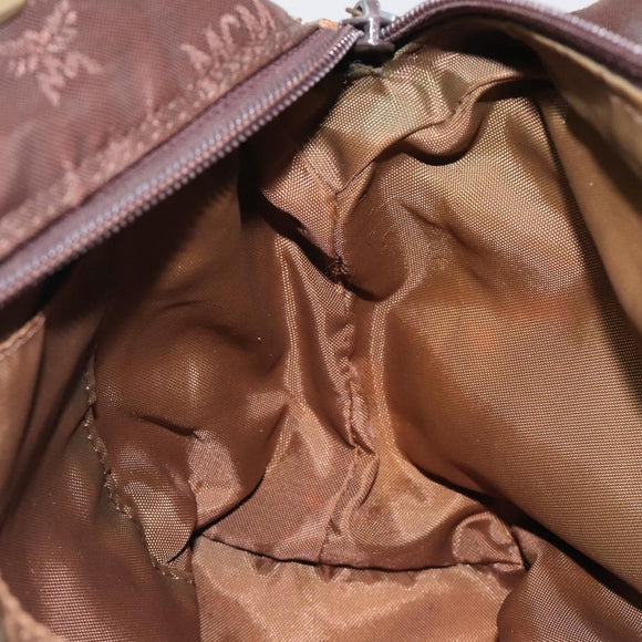 MCM Logogram Vicetos Hand Bag Nylon Brown Gold Auth bs24481
