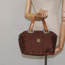 MCM Logogram Vicetos Hand Bag Nylon Brown Gold Auth bs24481-21
