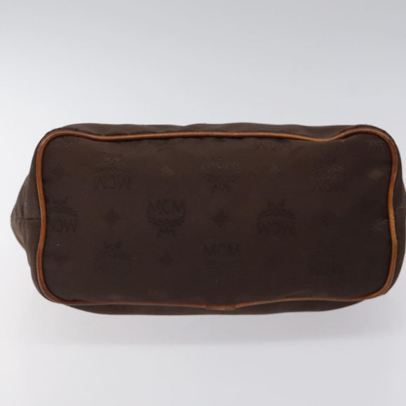 MCM Logogram Vicetos Hand Bag Nylon Brown Gold Auth bs24481