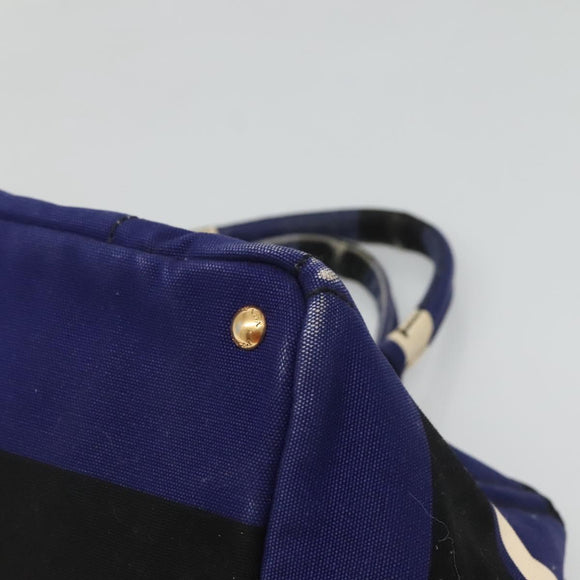 PRADA Canapa GM Hand Bag Canvas Blue Gold Auth bs24485