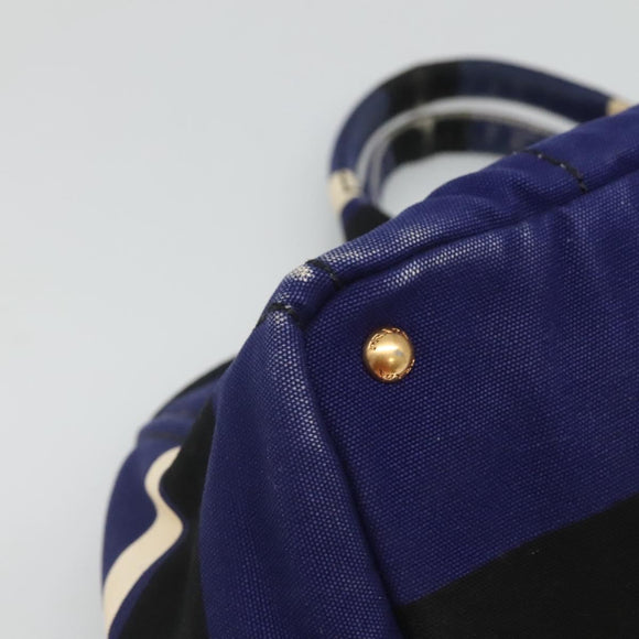 PRADA Canapa GM Hand Bag Canvas Blue Gold Auth bs24485