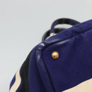 PRADA Canapa GM Hand Bag Canvas Blue Gold Auth bs24485-16