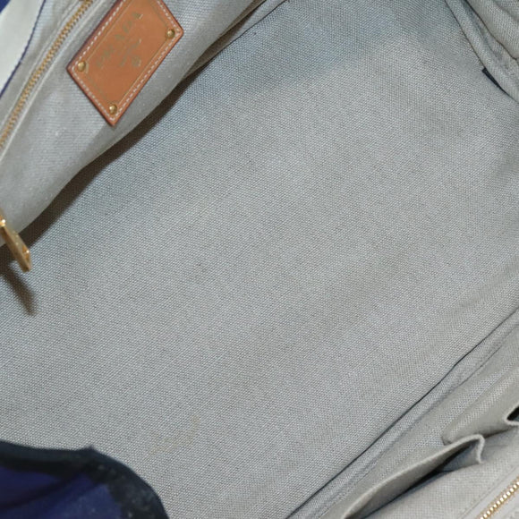 PRADA Canapa GM Hand Bag Canvas Blue Gold Auth bs24485