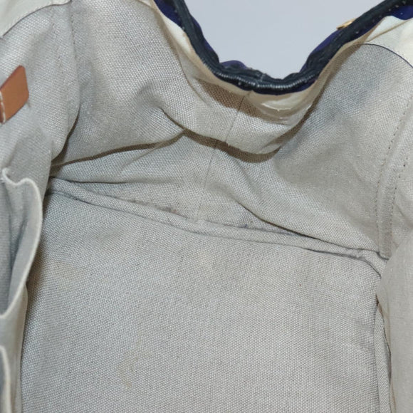 PRADA Canapa GM Hand Bag Canvas Blue Gold Auth bs24485