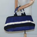PRADA Canapa GM Hand Bag Canvas Blue Gold Auth bs24485-22