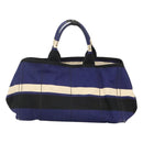 PRADA Canapa GM Hand Bag Canvas Blue Gold Auth bs24485-2