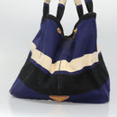 PRADA Canapa GM Hand Bag Canvas Blue Gold Auth bs24485-3