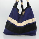 PRADA Canapa GM Hand Bag Canvas Blue Gold Auth bs24485-4