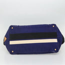 PRADA Canapa GM Hand Bag Canvas Blue Gold Auth bs24485-5