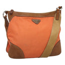 PRADA Shoulder Bag Nylon Orange Silver Auth bs24487-1