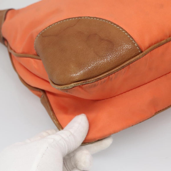 PRADA Shoulder Bag Nylon Orange Silver Auth bs24487