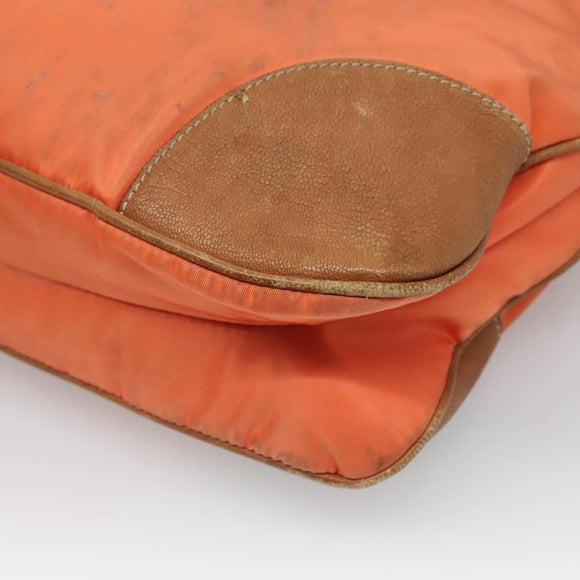 PRADA Shoulder Bag Nylon Orange Silver Auth bs24487