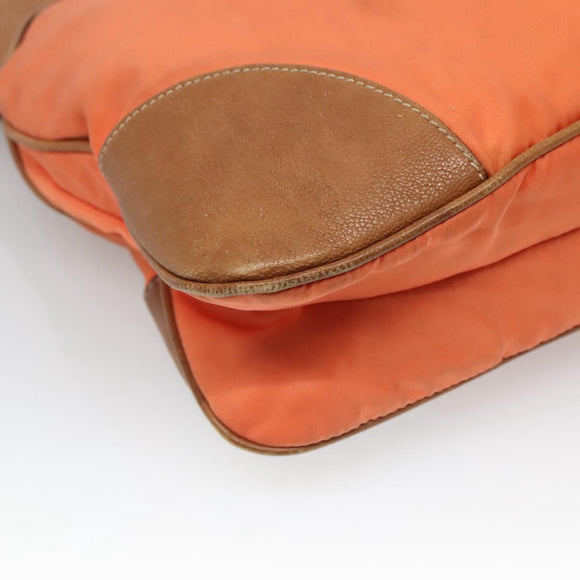 PRADA Shoulder Bag Nylon Orange Silver Auth bs24487