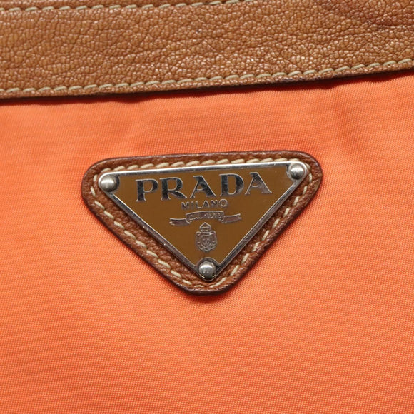 PRADA Shoulder Bag Nylon Orange Silver Auth bs24487