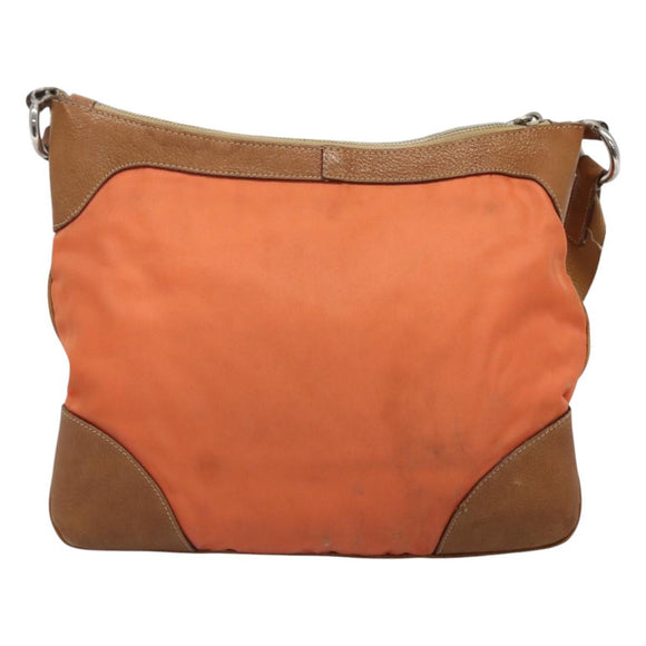 PRADA Shoulder Bag Nylon Orange Silver Auth bs24487