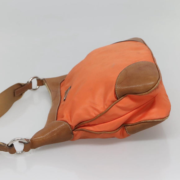 PRADA Shoulder Bag Nylon Orange Silver Auth bs24487