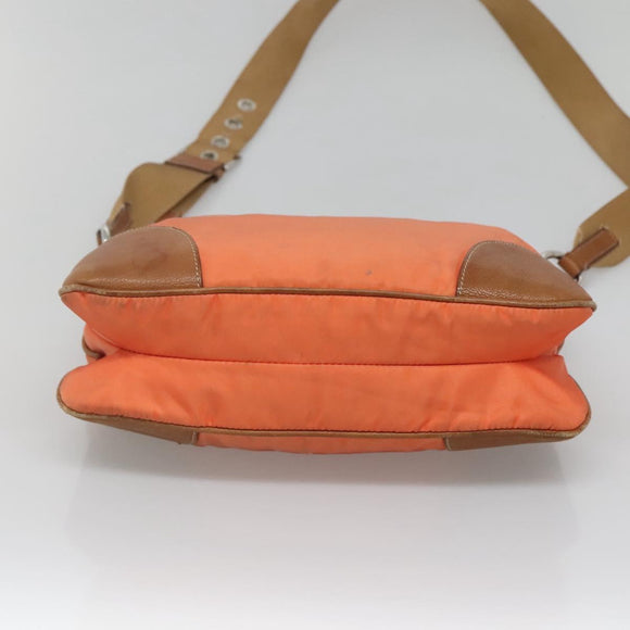 PRADA Shoulder Bag Nylon Orange Silver Auth bs24487