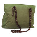 PRADA Shoulder Bag Nylon Khaki Silver Auth bs24489-1