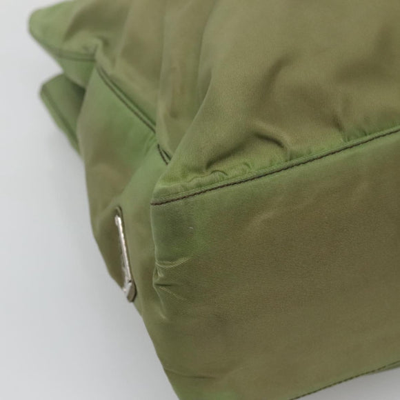 PRADA Shoulder Bag Nylon Khaki Silver Auth bs24489